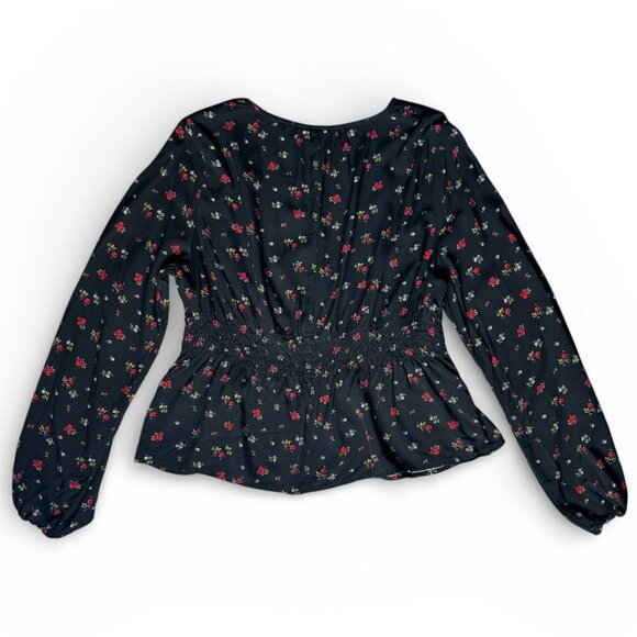 GAP Peplum Ditsy Floral Print Top Black Women's Size Medium - Picture 7 of 10
